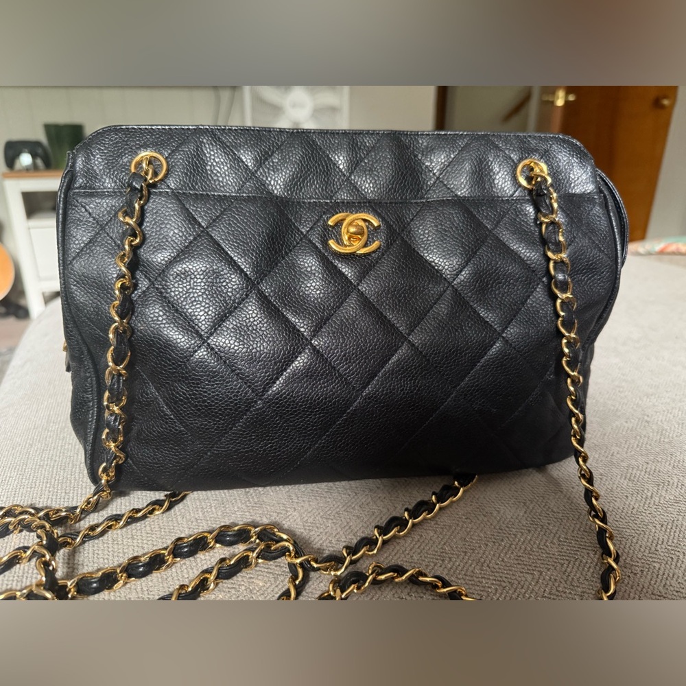 Chanel Black Caviar Quilted Bag with Gold Hardware
